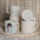Mug Henkel 89 mm 250 ml, Audrey Hepburn with blue bubble, Meissen porcelain