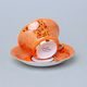 Cup 110 ml for tea + saucer 12,7 cm Windsor, Orange + inside gold, Leander 1907 Loučky