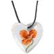 Necklace - heart 2,5 x 2,5 cm, Wild Poppy, Meissen porcelain