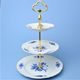 Cake stand 3 pcs. 34 cm, steel stick,Thun 1794 Carlsbad porcelain, BERNADOTTE blue rose