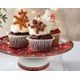 Cake stand 20 x 9 cm, red christmas decor, porcelain, EGAN