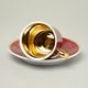 Cup 100 ml mocca and saucer 11,5 cm Sabina, inner gold, Ruby red, Leander Loučky