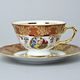 Cup 200 ml tea + sacuer, The Three Graces, gold + ruby red, Queens Crown
