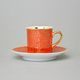 Cup 100 ml mocca and saucer 11,5 cm Sabina, inner gold, dark orange, Leander Loučky