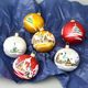 Six pcs. set of Christmas balls decoration 7 cm, Houses - Czech glass
