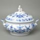 Mísa polévková oválná 3 l s figurkou na víku, cibulový vzor, Míšeňský porcelán