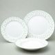 Plate set 12 pcs. for 4 pers. Thun 1794, karlovarský porcelán, Natálie green flowers