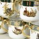 Hrnek Gustav 0,31 l, Myslivecký zelený, 6 ks., zlatý listr, porcelán QueensCrown