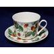 Alpine Strawberry: Cup 420 ml and saucer breakfast, English Fine Bone China, Roy Kirkham