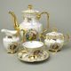Kávová sada pro 6 osob, MALÉ NÍZKÉ ŠÁLKY, Tři Grácie, zlatý listr, Carlsbad
