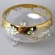 Crystal round bowl footed 26 x 12 cm, gold + enamel flowers, Bohemia