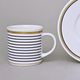 Cup Espresso 80 ml + saucer 11,5 cm, ELLA Black-Gold Stripes, Thun 1794 Carlsbad Porcelain