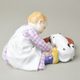 Dítě s pijícím pejskem 9 x 11 x 16 cm, figurky Míšeňský porcelán