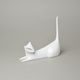 Kočka 19 x 17 (ocas) x 6,5 cm ležící, bílá, Porcelánové figurky Duchcov