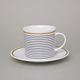 Cup 200 ml + saucer 15,5 cm, ELLA Black-Gold Stripes, Thun 1794 Carlsbad Porcelain