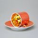 Cup 100 ml mocca and saucer 11,5 cm Sabina, inner gold, dark orange, Leander Loučky