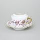 Elegance: Cup 0,21 l + saucer 16 cm, Gold + Pink, Hand-decorated by Vilém Janoušek, Český porcelán a.s