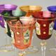 Wine glass coloured 220 ml, set of 6, enamel flowers + gold, Bohemia crystal gold