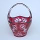 Crystal basket cut, thistle decor RUBY, 205 mm, Crystalite BOHEMIA