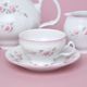 Pink line: Tea set for 6 persons, Thun 1794 Carlsbad porcelain, BERNADOTTE roses