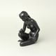Dívka s ptáčkem a copem 18,5 x 12 x 12 cm, fond černý, Porcelánové figurky Duchcov