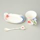 Graceful orchid design sculptured porcelain cup and saucer + spoon, Porcelain FRANZ