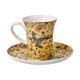 Šálek 100 ml a podšálek 12 cm espresso Dáma s vějířem, jemný kostní porcelán, G. Klimt, Goebel