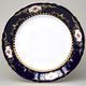 440: Dish round flat 32 cm (club plate), Sonáta, cobalt + roses + gold, Leander Loučky