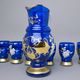 Wine set JANA 7 pcs. BLUE, enamel + gold, Novoborské sklo