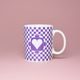 Checkered Mug "Love" with a Purple Heart, 0,23 l, Cesky porcelan a.s.