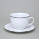 Olga: Šálek 400 ml snídaňový a podšálek 19 cm s černou linkou, Český porcelán a.s.