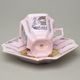 Šálek 130 ml a podšálek kávový 14 cm, Empír 562 páv, Růžový porcelán z Chodova