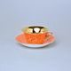Cup 110 ml for tea + saucer 12,7 cm Windsor, Orange + inside gold, Leander 1907 Loučky
