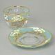 Cup 250 ml and saucer 135 mm, crystal glass + gold + enamel flowers