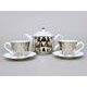 Tea / Coffee Set for 2 pers, Diamond Platinum, Goldfinger Porcelain