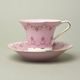 Cup footed 200 ml + sacuer 15 cm, Světlana, pink-white, decor 158, Leander, rose china