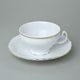 Tea cup and saucer 205 ml / 16 cm, Thun 1794 Carlsbad porcelain, BERNADOTTE gold line