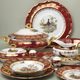 Dinner set for 6 pers., Hunting - ruby, Carlsbad porcelain