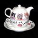 Fashion Cat: Tea for one set, English Fine Bone China, Roy Kirkham