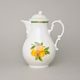 Konvice kávová s víčkem 0,90 l, slonová kost s dekorací ovoce, Český porcelán a.s.