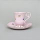 Šálek 130 ml vysoký s podšálkem Karolina, dekor 3051, Leander, růžový porcelán