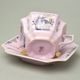 Šálek čajový 150 ml + podšálek 14 cm, Empír, dekor 562 páv, Růžový porcelán z Chodova