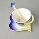 Winter crocus design sculptured porcelain cup and saucer + spoon, FRANZ Porcelain