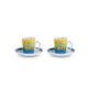 Set 2 Coffee Cups 130 ml + Sugar Bowl Le Casette Green, porcelain, EGAN