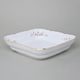 Gold line: Bowl square 25 cm J, Thun 1794 Carlsbad porcelain, BERNADOTTE roses