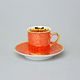 Cup 100 ml mocca and saucer 11,5 cm Sabina, inner gold, dark orange, Leander Loučky