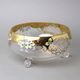 Crystal round bowl footed 26 x 12 cm, gold + enamel flowers, Bohemia