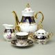 Coffee set for 6 pers., Ophelie 677, cobalt + flowers + gold, Stará Role Moritz Zdekauer