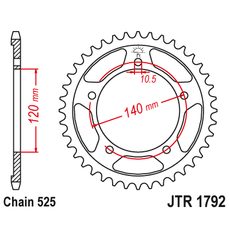 Řetězová rozeta JT JTR 1792-48ZBK 48 zubů, 525 Černý zinek