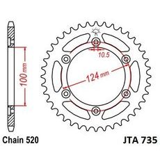 HLINÍKOVÁ ŘETĚZOVÁ ROZETA JT JTA 735-39BLK 39 ZUBŮ, 520 ČERNÁ